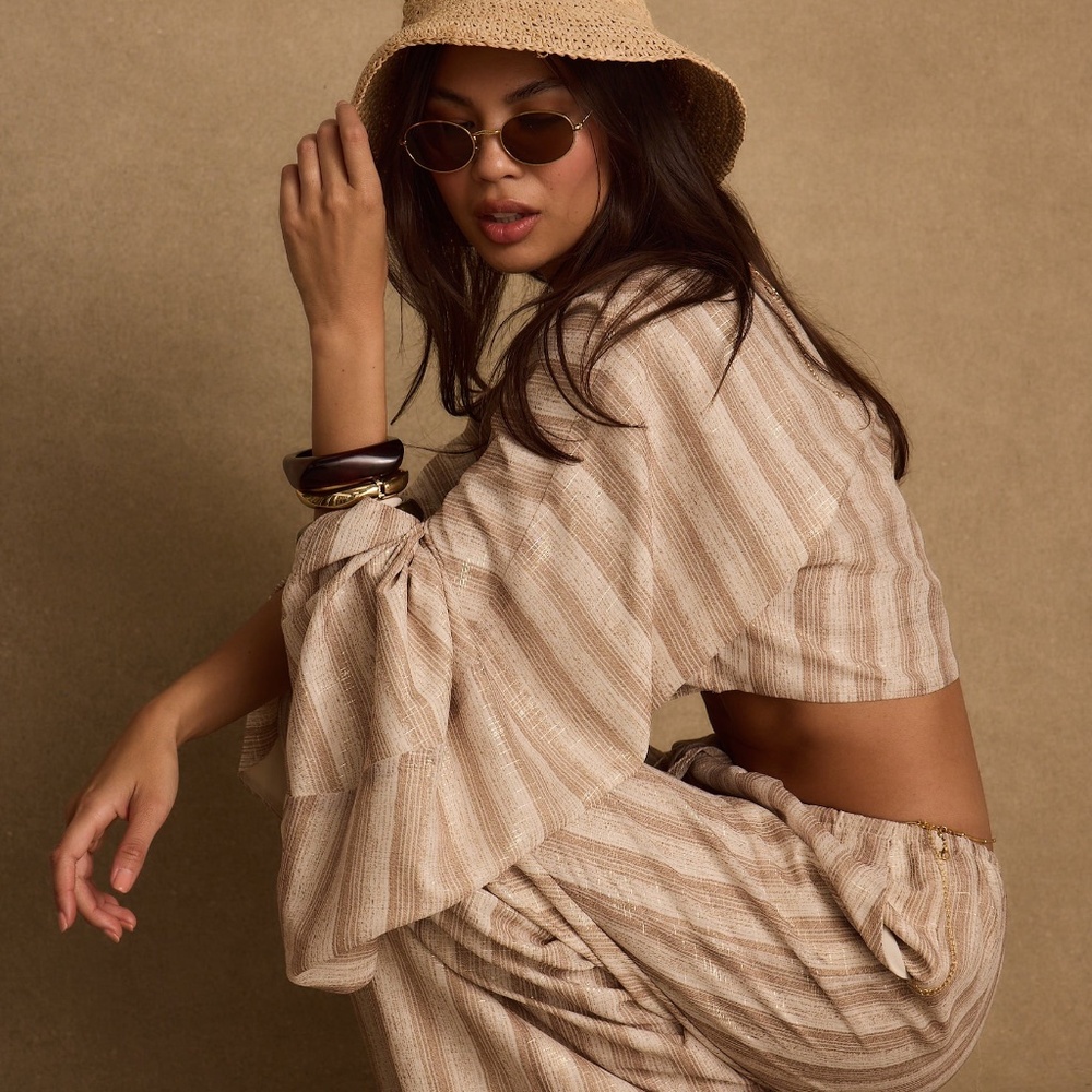 12th Tribe Clear Breeze Striped Chiffon Top Size SS